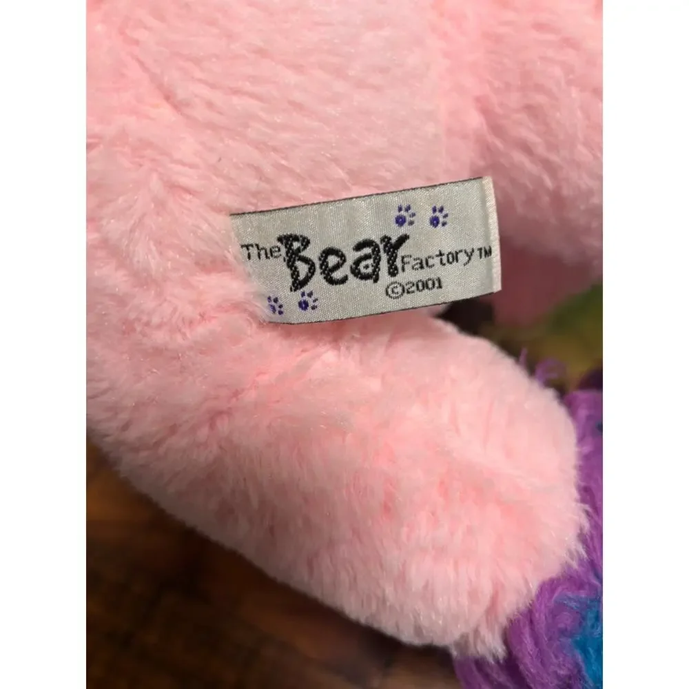 VTG The Bear Factory Pink Rainbow Unicorn Plush 12” Retired Stuffed Animal 2001